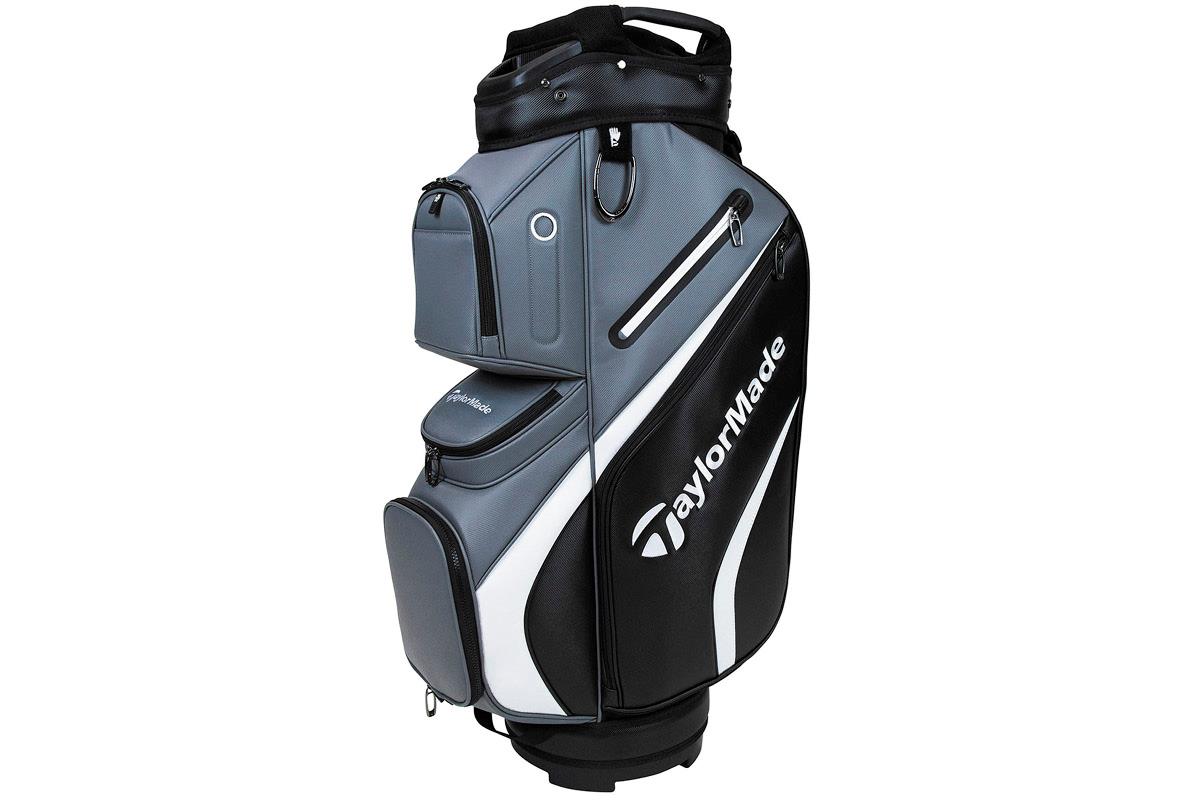 OFFICIAL PGA Tour Branded Golf Bag with Shark Wheels (Black Vegan Leather)