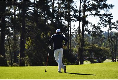 US golfer Jordan Spieth waits to play a shot during the 2025 Masters
