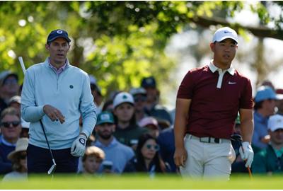 Tom Kim played with Masters marker Michael McDermott during the third round.