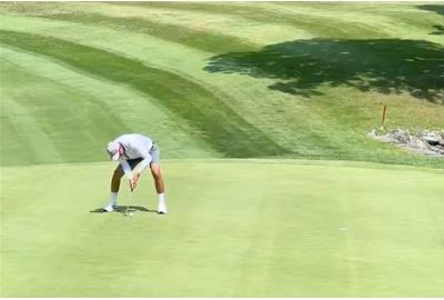 Philippe Gariepy shot one-under using what looked like a children's putter.